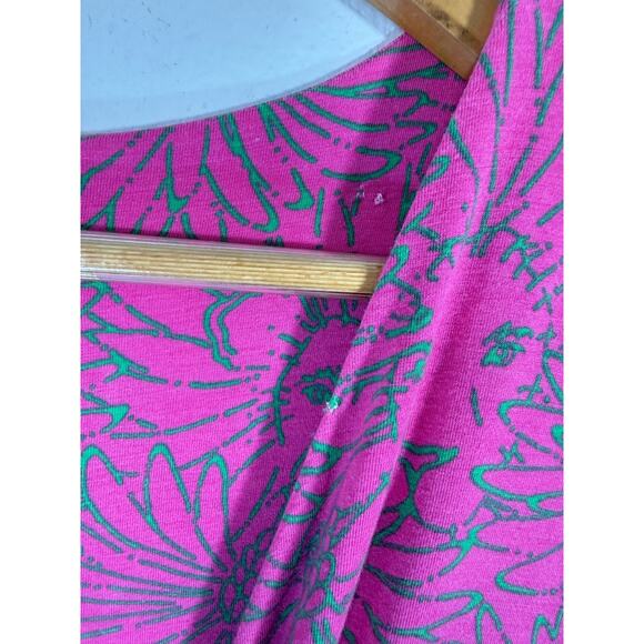 Lilly Pulitzer Danni Floral Jersey Dress Pink Green 3/4 Sleeve Size M - Picture 9 of 9